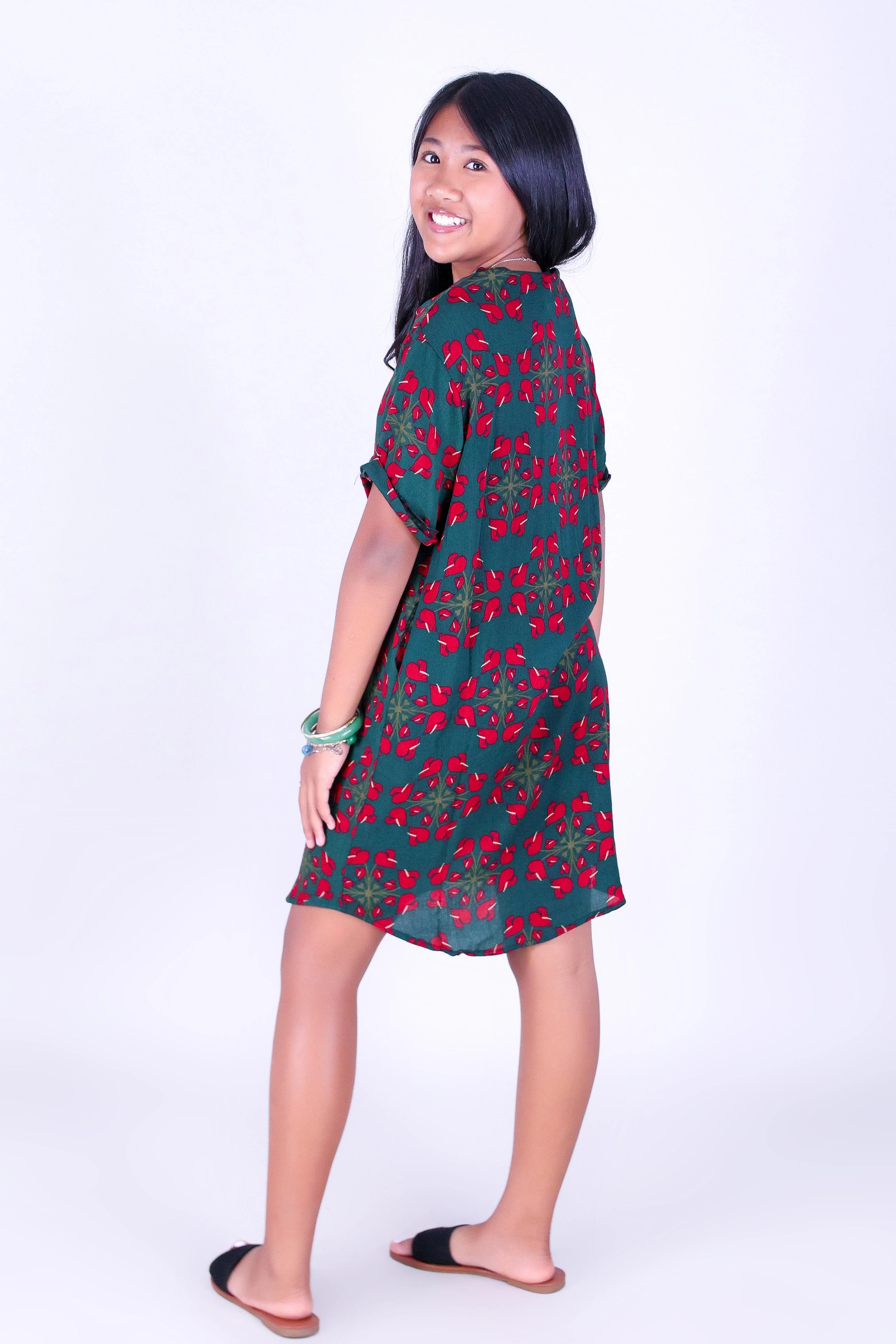 ANTHURIUM QUILT BUTTON DOWN DRESS | KIDS SIZE 2-16 - Image 3