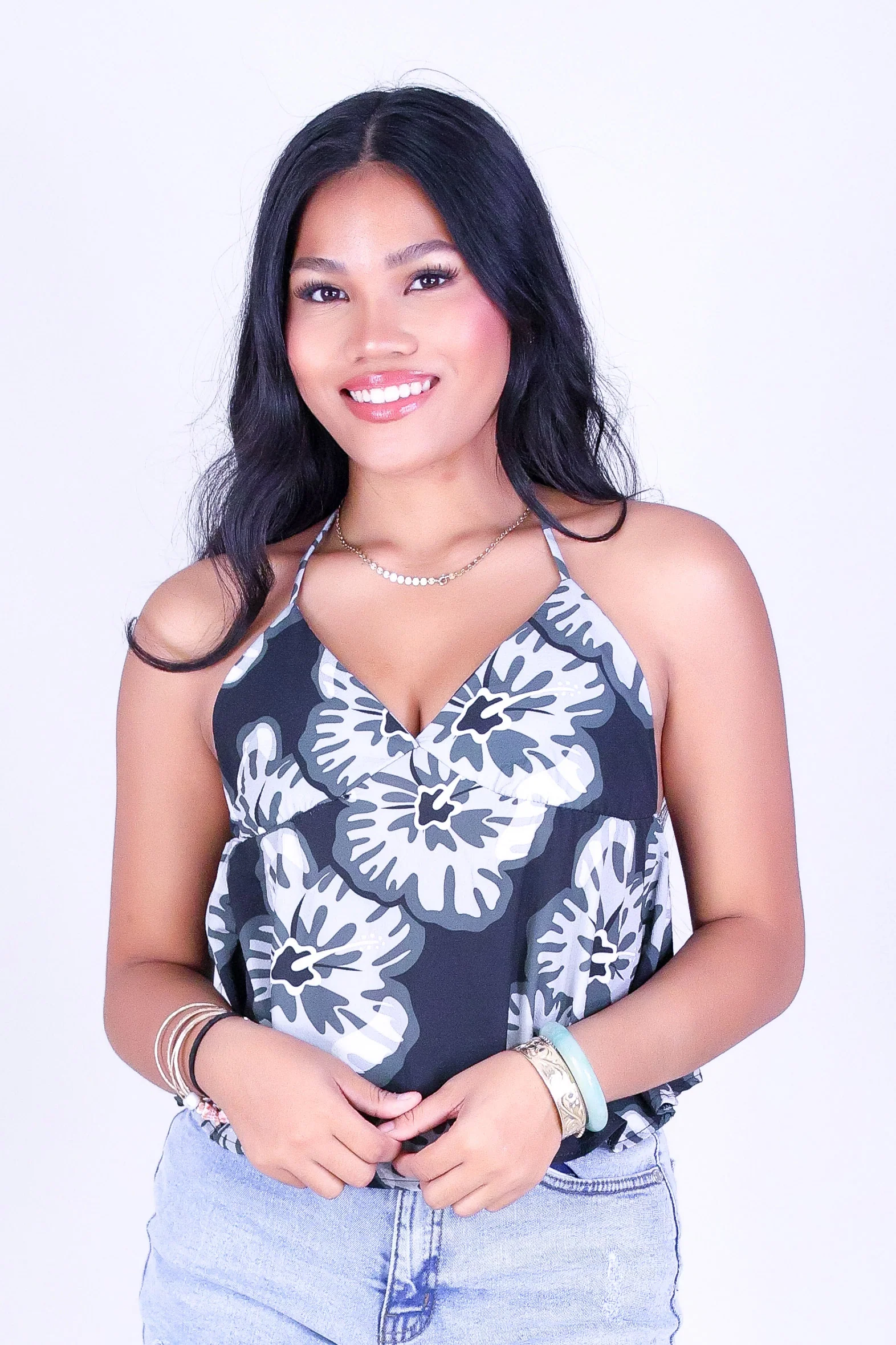 WATERCOLOR HIBISCUS HALTER TOP - Image 2