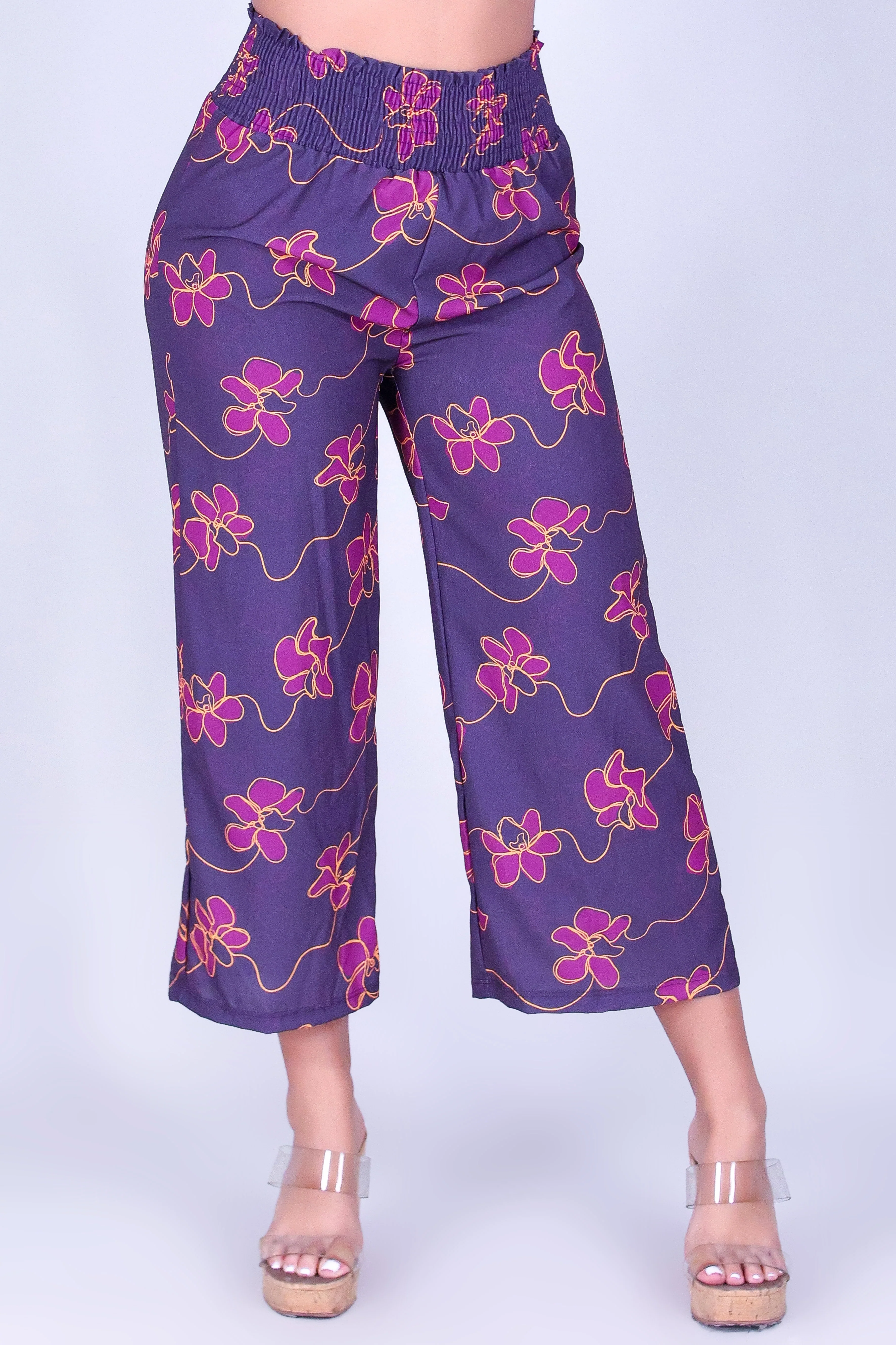 ORCHID LINE SMOCKED WAIST CAPRI'S - Image 2