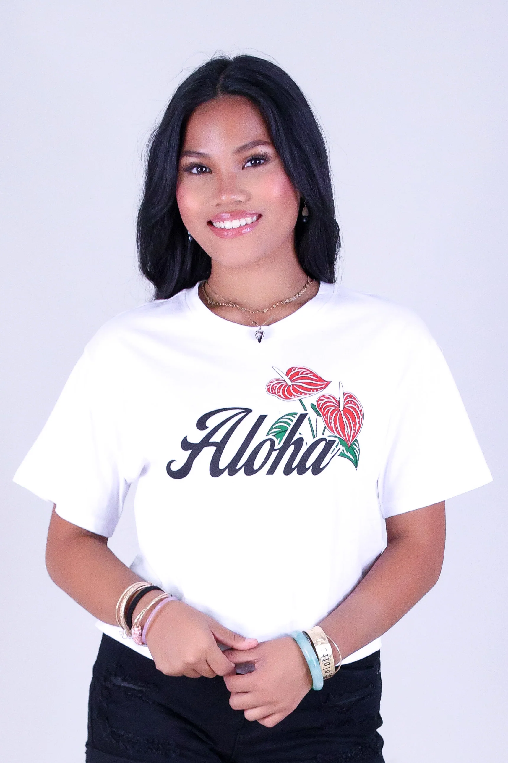 ALOHA ANTHURIUM CROP TEE - Image 2