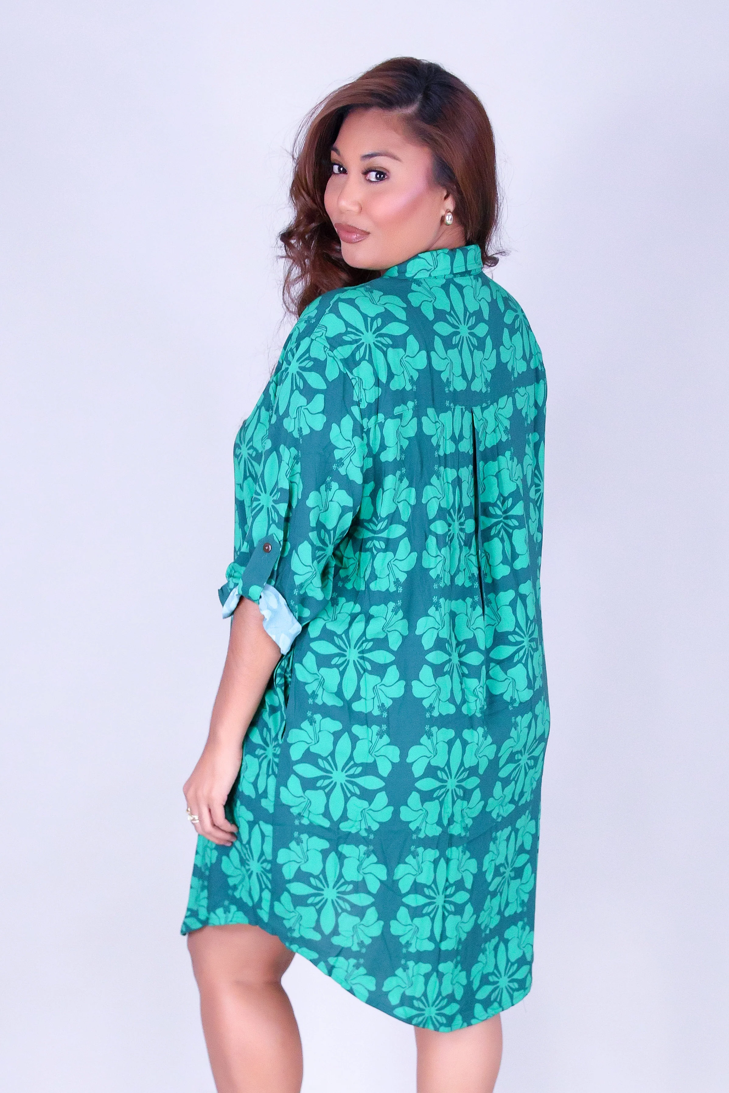 HIBISCUS QUILT BUTTON DOWN DRESS - Image 4