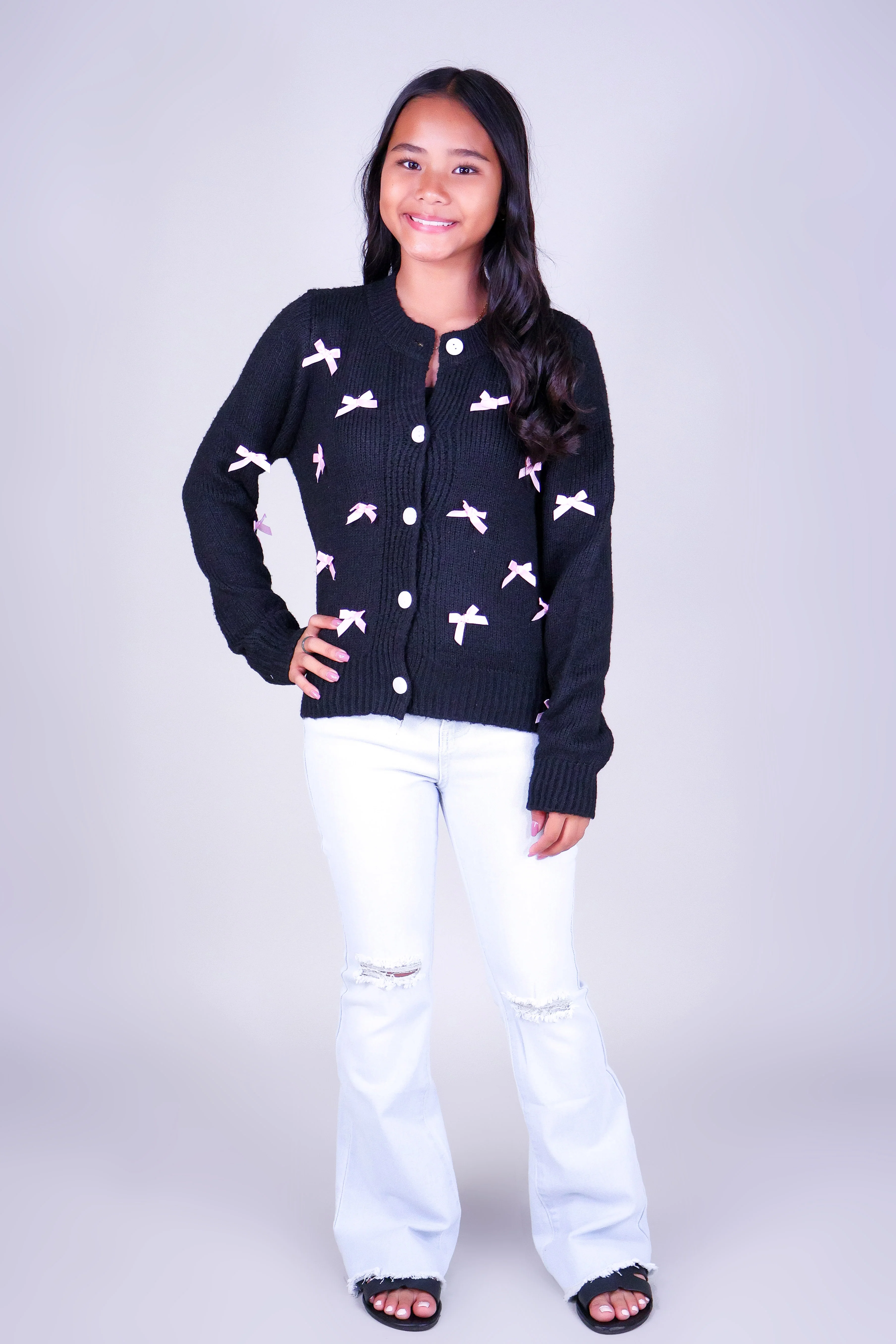DARLING BOW CARDIGAN | KIDS SIZE 2-16