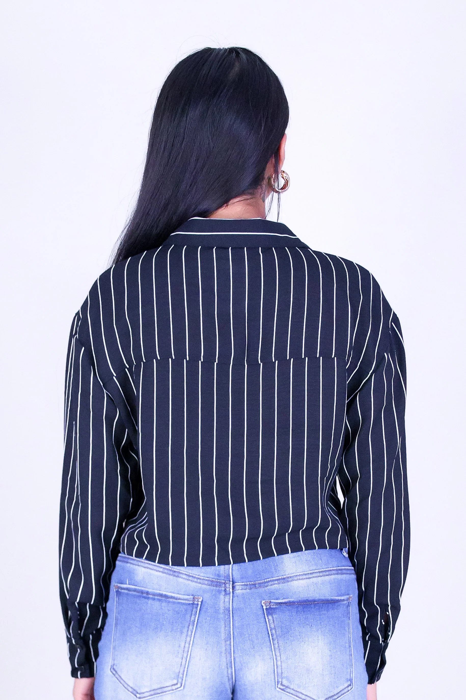 CITY STRIPE LONG SLEEVE CROP TOP - Image 4